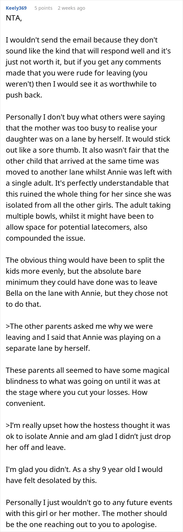 Discussion about a mom taking her daughter home from a party where she was isolated. Discussion about a mom taking her daughter home from a party where she was isolated.