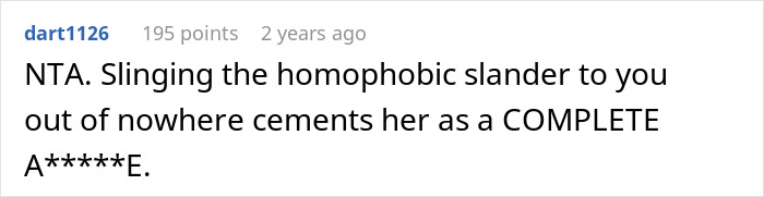 Reddit comment critical of a woman claiming a partner’s baby, mentioning homophobic remarks. Reddit comment critical of a woman claiming a partner’s baby, mentioning homophobic remarks.