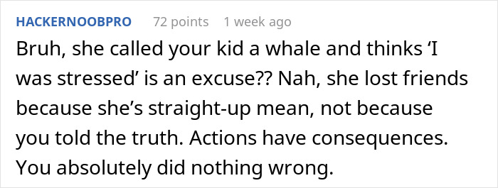 User comment supporting the person's decision to skip the friend's wedding. User comment supporting the person's decision to skip the friend's wedding.