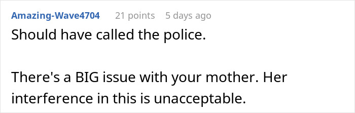 Reddit comment on harsh reality check about a mother interfering in babysitting issues. Reddit comment on harsh reality check about a mother interfering in babysitting issues.