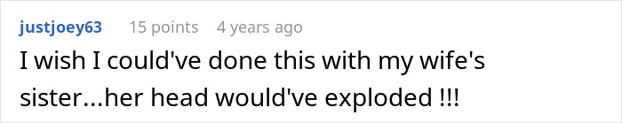 Text comment humorously referencing an affair partner's reaction. Text comment humorously referencing an affair partner's reaction.