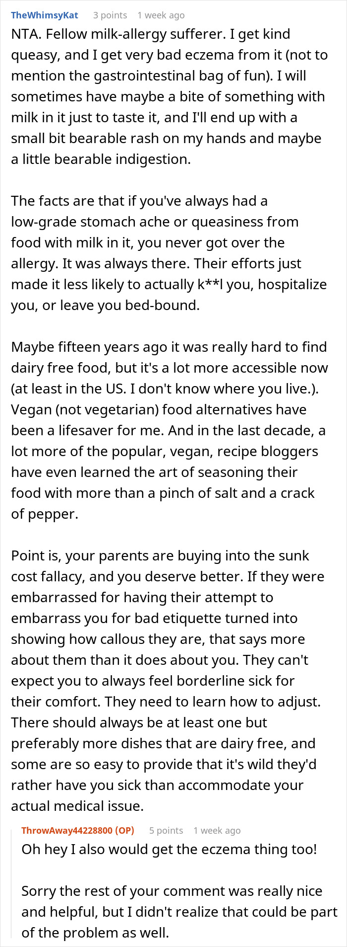 Reddit discussion about allergy-related embarrassment with supportive comments. Reddit discussion about allergy-related embarrassment with supportive comments.