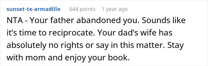 Stepmom Tries To Censor What 16YO Reads, He Decides Not To Visit His Dad Anymore Stepmom Tries To Censor What 16YO Reads, He Decides Not To Visit His Dad Anymore