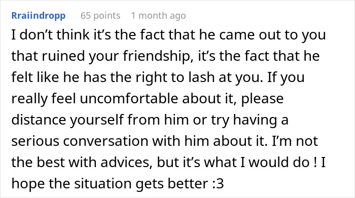 Text comment about friend regret and best friend confession advising a serious conversation or distancing for better friendship. Text comment about friend regret and best friend confession advising a serious conversation or distancing for better friendship.
