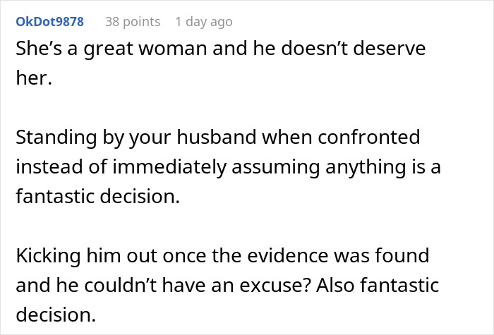 User comment discussing a neighbor dating situation and reactions to a husband's actions. User comment discussing a neighbor dating situation and reactions to a husband's actions.