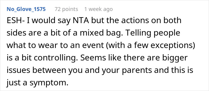 Reddit comment discussing a groom disinviting parents over objections to a dry wedding. Reddit comment discussing a groom disinviting parents over objections to a dry wedding.