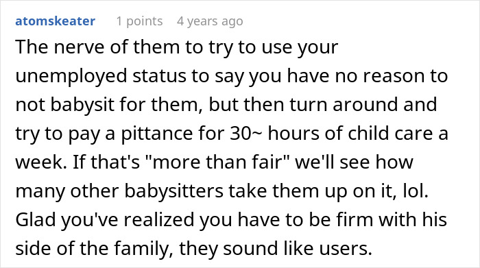 Reddit comment discussing low babysitting pay of $3/hour and the family's unreasonable expectations. Reddit comment discussing low babysitting pay of $3/hour and the family's unreasonable expectations.