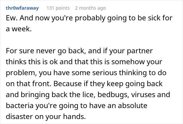 Comment about messy home with sticky floors, loud kids, and cleanliness issues, suggesting hygiene concerns. Comment about messy home with sticky floors, loud kids, and cleanliness issues, suggesting hygiene concerns.