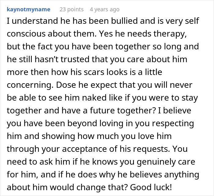 Reddit comment discussing relationship trust issues and burn scars. Reddit comment discussing relationship trust issues and burn scars.