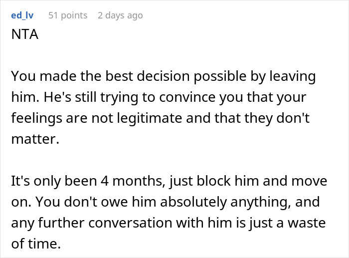 Comment advises on ending a relationship after four months; moving on is encouraged. Comment advises on ending a relationship after four months; moving on is encouraged.