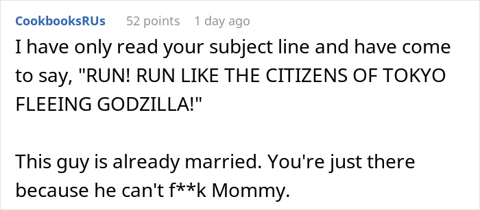 Comment on marriage advice, highlighting strong emotions and relationships. Comment on marriage advice, highlighting strong emotions and relationships.