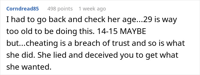 Reddit comment criticizing a girlfriend for testing her boyfriend's loyalty with a fake Instagram account. Reddit comment criticizing a girlfriend for testing her boyfriend's loyalty with a fake Instagram account.