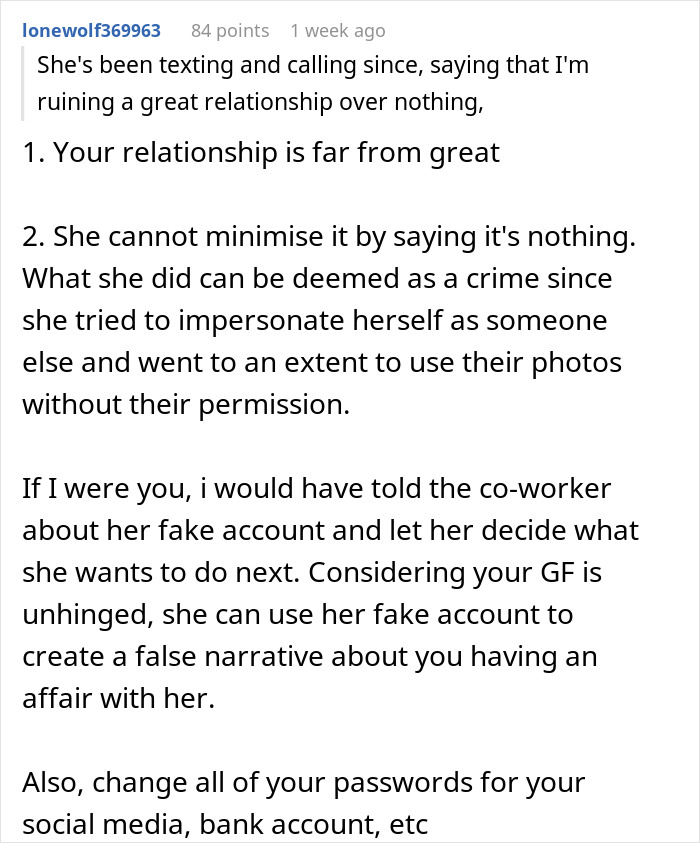 Text about a fake IG account, discussing relationship issues and potential misuse of personal information. Text about a fake IG account, discussing relationship issues and potential misuse of personal information.