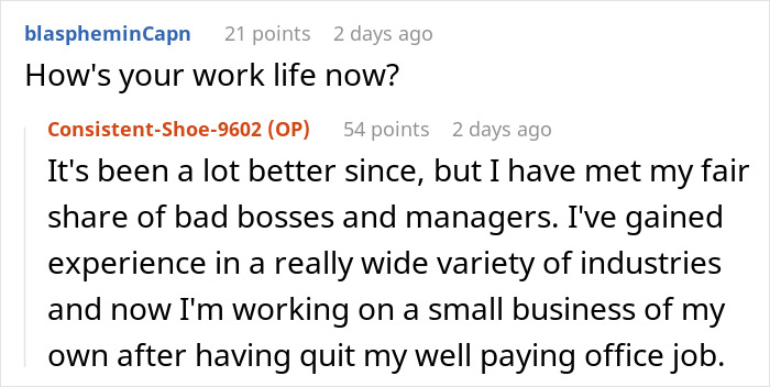 Conversation about work life improvement after dealing with bad bosses. Conversation about work life improvement after dealing with bad bosses.