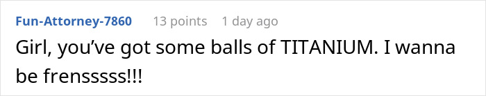 Reddit comment reacting to a neighbor's story about dating her husband. Reddit comment reacting to a neighbor's story about dating her husband.