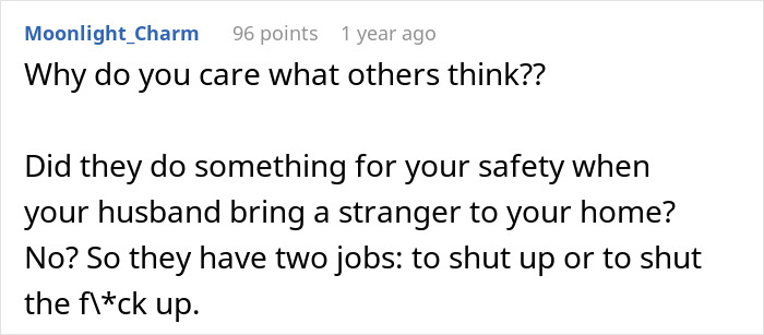 Reddit comment discussing relationship and job ultimatum from husband. Reddit comment discussing relationship and job ultimatum from husband.