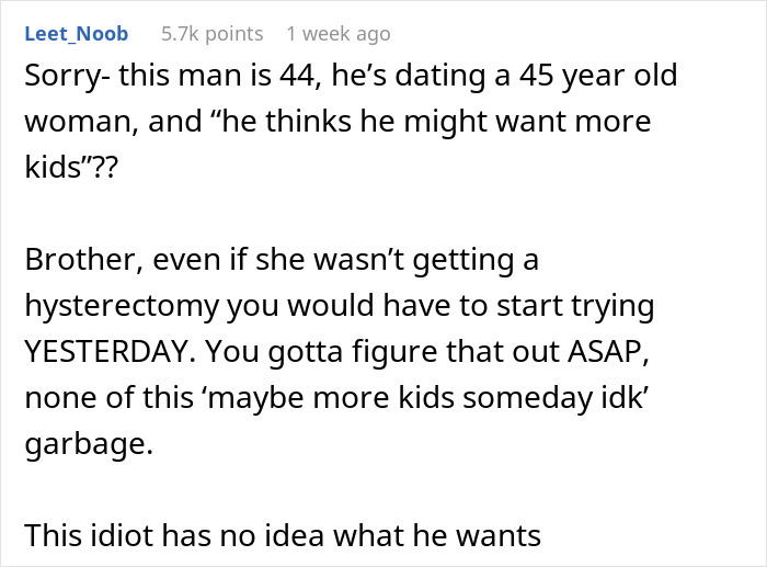 Man faces backlash after breakup over wanting kids, unaware of his choice's impact. Man faces backlash after breakup over wanting kids, unaware of his choice's impact.