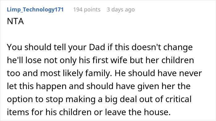 Reddit comment discussing family drama over late mom's belongings. Reddit comment discussing family drama over late mom's belongings.