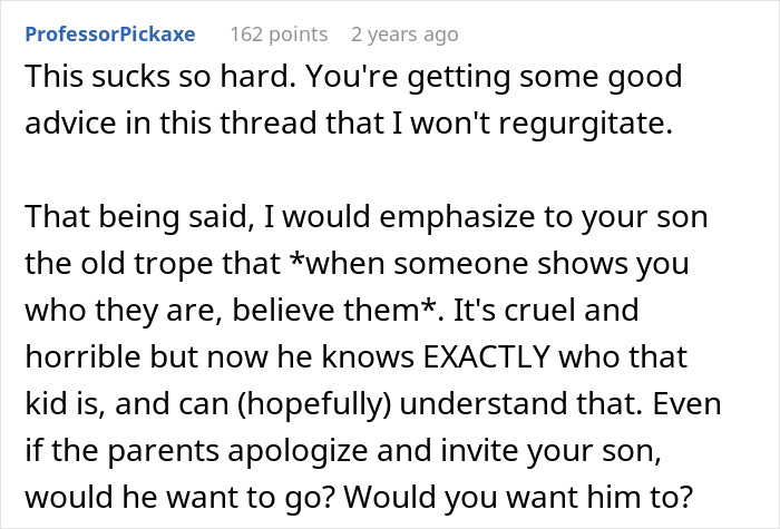 Text conversation about a child excluded from a birthday party, discussing the situation and advice. Text conversation about a child excluded from a birthday party, discussing the situation and advice.