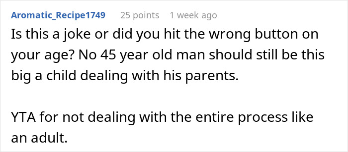 Comment about groom disinviting parents over dry wedding disagreement. Comment about groom disinviting parents over dry wedding disagreement.