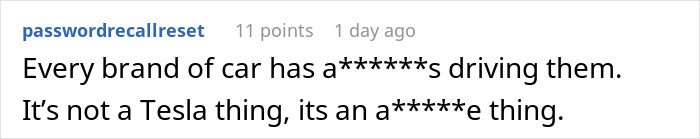 Comment on Tesla drivers' behavior at charging stations. Comment on Tesla drivers' behavior at charging stations.
