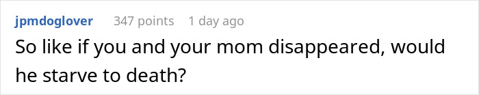 Text exchange questioning a man's reliance on his fiancée's Hispanic cooking for meals. Text exchange questioning a man's reliance on his fiancée's Hispanic cooking for meals.