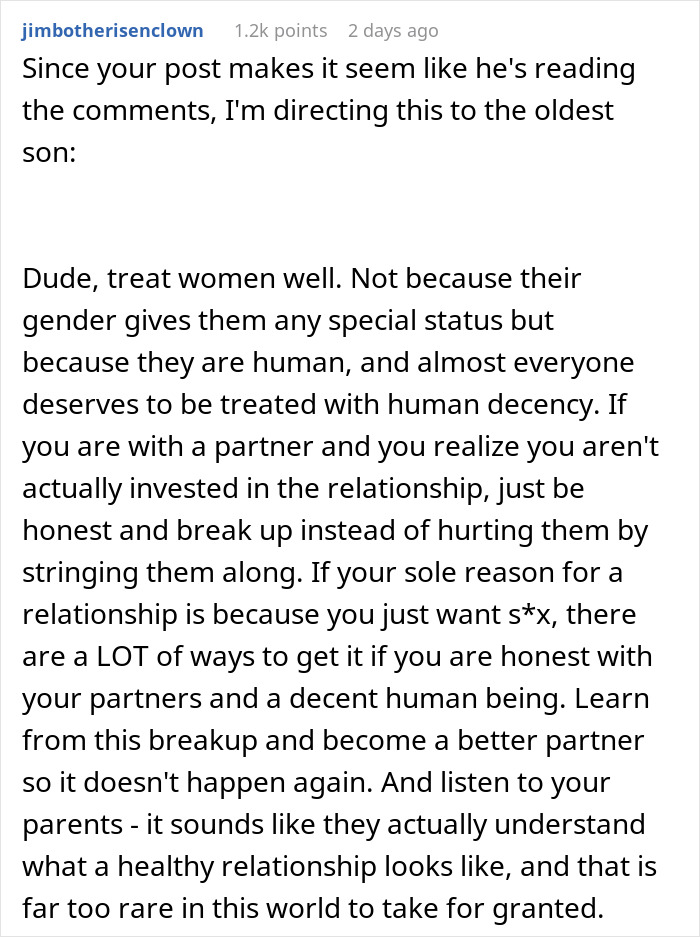 Dating Advice To Younger Son Accidentally Leads To Eldest’s Breakup As The GF Realized Her Worth Dating Advice To Younger Son Accidentally Leads To Eldest’s Breakup As The GF Realized Her Worth