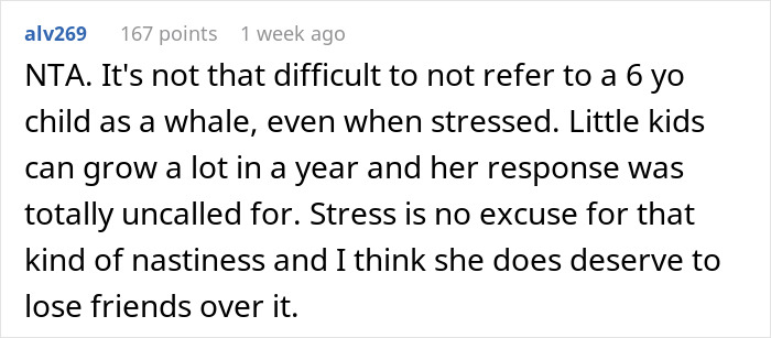 Reddit comment about skipping a friend's wedding, mentioning stress and uncalled-for remarks towards a child. Reddit comment about skipping a friend's wedding, mentioning stress and uncalled-for remarks towards a child.