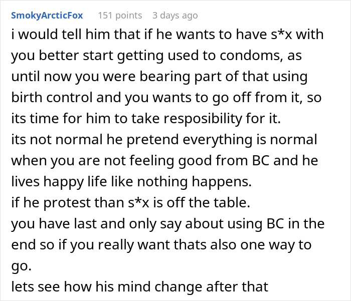 A Reddit comment discussing sterilization and partner consent issues. A Reddit comment discussing sterilization and partner consent issues.