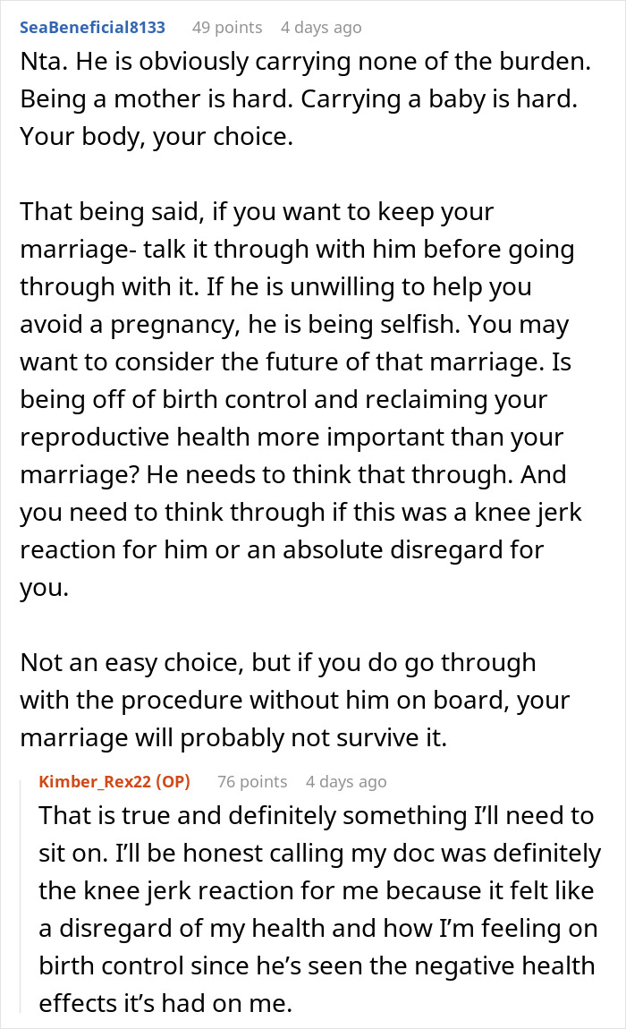 Text conversation about sterilization and partner's wishes, focusing on marriage and reproductive health decisions. Text conversation about sterilization and partner's wishes, focusing on marriage and reproductive health decisions.