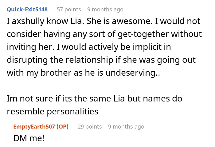 Text conversation discussing a brother's choice to bring his female friend instead of his girlfriend to a wedding. Text conversation discussing a brother's choice to bring his female friend instead of his girlfriend to a wedding.