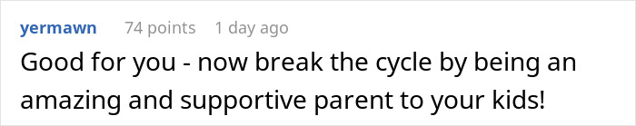 Comment encouraging personal growth and parenting positivity after life changes, referencing living well. Comment encouraging personal growth and parenting positivity after life changes, referencing living well.