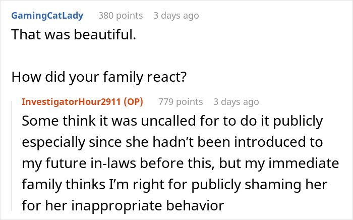 Screenshot of a conversation about publicly shaming a lady for inappropriate questions about having kids. Screenshot of a conversation about publicly shaming a lady for inappropriate questions about having kids.