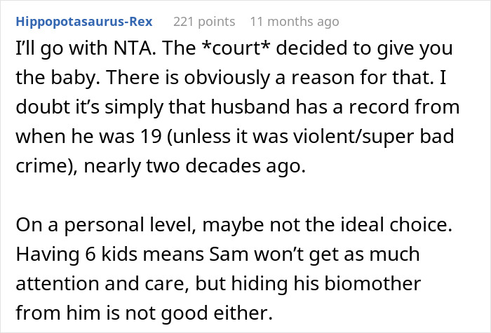 Reddit comment discussing court decision in adoption case and family dynamics. Reddit comment discussing court decision in adoption case and family dynamics.
