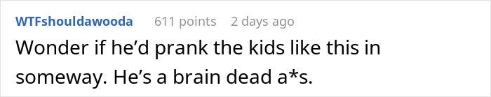 A comment criticizing a husband's prank that nearly endangered his wife's life, expressing strong disapproval. A comment criticizing a husband's prank that nearly endangered his wife's life, expressing strong disapproval.