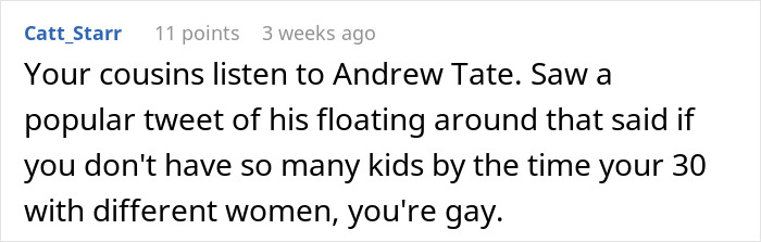 Text message discussing Andrew Tate's controversial tweet about having kids with different women. Text message discussing Andrew Tate's controversial tweet about having kids with different women.