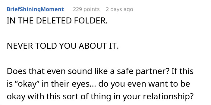 Text from an online forum about a partner hiding a photo of them and a work spouse in a sauna. Text from an online forum about a partner hiding a photo of them and a work spouse in a sauna.