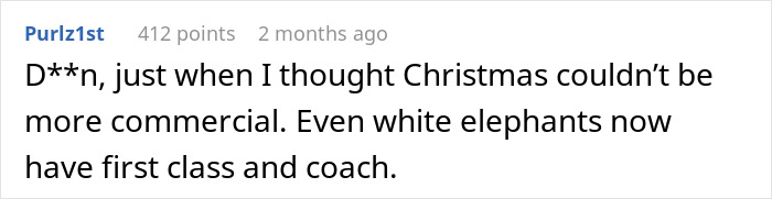 Text comment about commercialized Christmas and gift exchange drama. Text comment about commercialized Christmas and gift exchange drama.