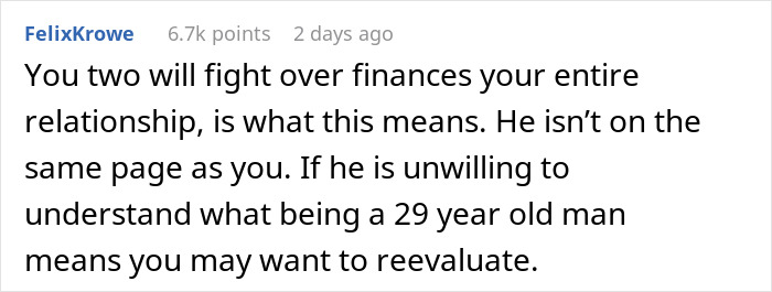 Comment advises reevaluation over financial disputes due to lack of understanding, hinting at gaslighting issues. Comment advises reevaluation over financial disputes due to lack of understanding, hinting at gaslighting issues.