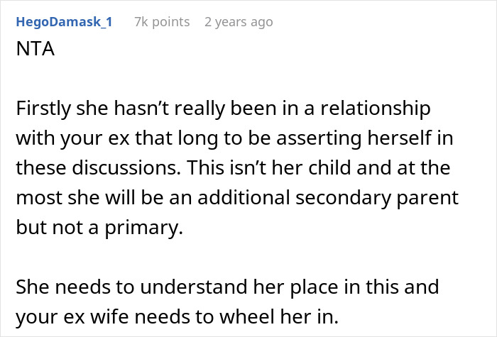 Reddit comment discussing a woman asserting parental rights over her partner’s baby, emphasizing boundaries and relationship roles. Reddit comment discussing a woman asserting parental rights over her partner’s baby, emphasizing boundaries and relationship roles.