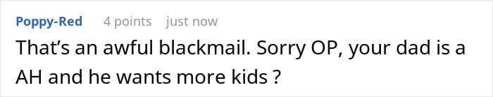 Comment discussing care for stepsiblings and family expectations. Comment discussing care for stepsiblings and family expectations.