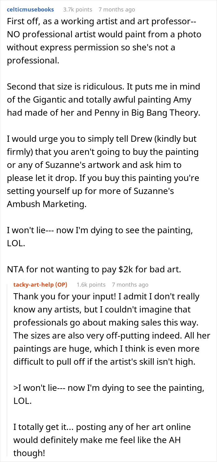 Discussion about unsolicited paintings and issues with their sale. Discussion about unsolicited paintings and issues with their sale.