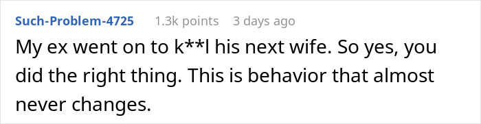 Comment showing a woman warning about her ex's criminal behavior. Comment showing a woman warning about her ex's criminal behavior.