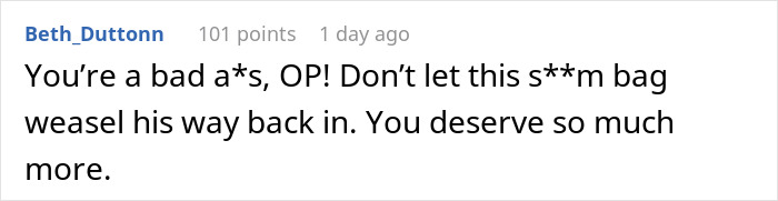 Comment advising against letting a partner back after a sauna incident with a work spouse. Comment advising against letting a partner back after a sauna incident with a work spouse.