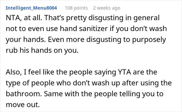 Comment criticizing a man for unhygienic behavior toward a woman with OCD, highlighting the act as disgusting. Comment criticizing a man for unhygienic behavior toward a woman with OCD, highlighting the act as disgusting.