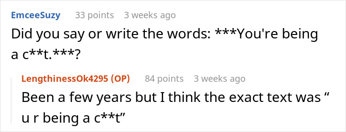 Reddit exchange discussing a rude bride, highlighting a bridesmaid's response. Reddit exchange discussing a rude bride, highlighting a bridesmaid's response.