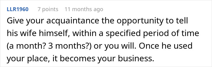 Comment advising a friend about handling apartment used for cheating in an affair. Comment advising a friend about handling apartment used for cheating in an affair.