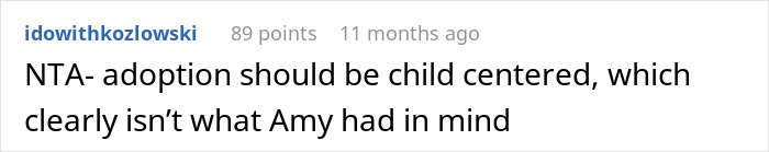Reddit comment on adoption, emphasizing child-centered decisions over personal desires. Reddit comment on adoption, emphasizing child-centered decisions over personal desires.