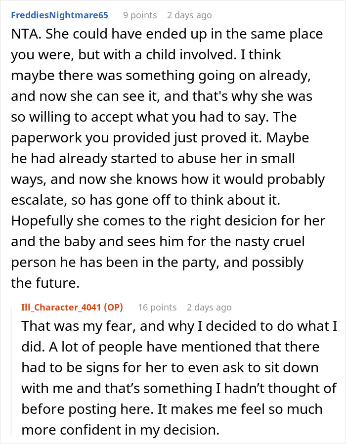 Reddit conversation about ex's criminal record warning to pregnant wife. Reddit conversation about ex's criminal record warning to pregnant wife.