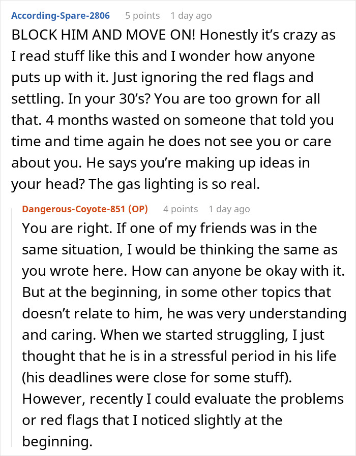 Reddit discussion on relationship advice, focusing on opening up a relationship and recognizing red flags after four months. Reddit discussion on relationship advice, focusing on opening up a relationship and recognizing red flags after four months.